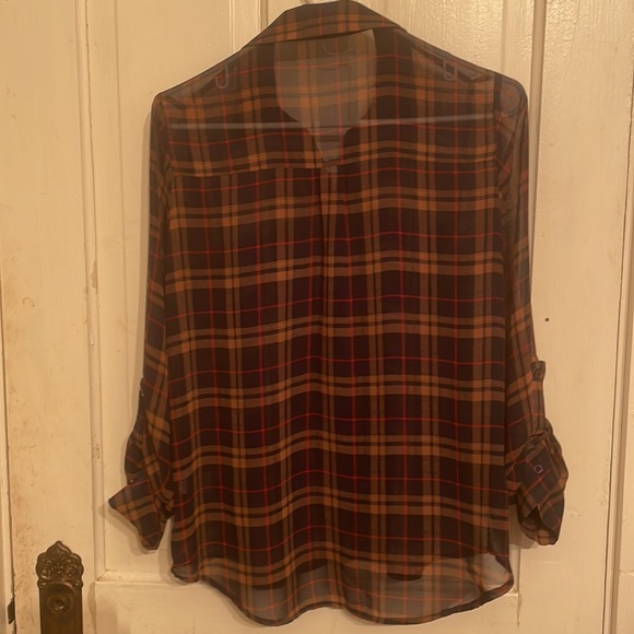 Brown Red and Blue Button Down Shirt - Picture 3 of 4